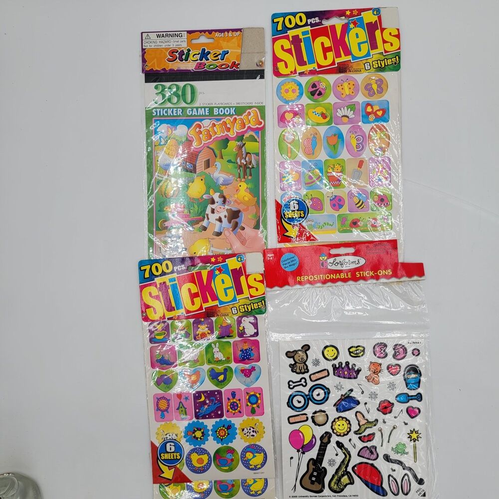 Assorted Lot Of Kids Stickers 4 packs over 1700 stickers Great for Kids
